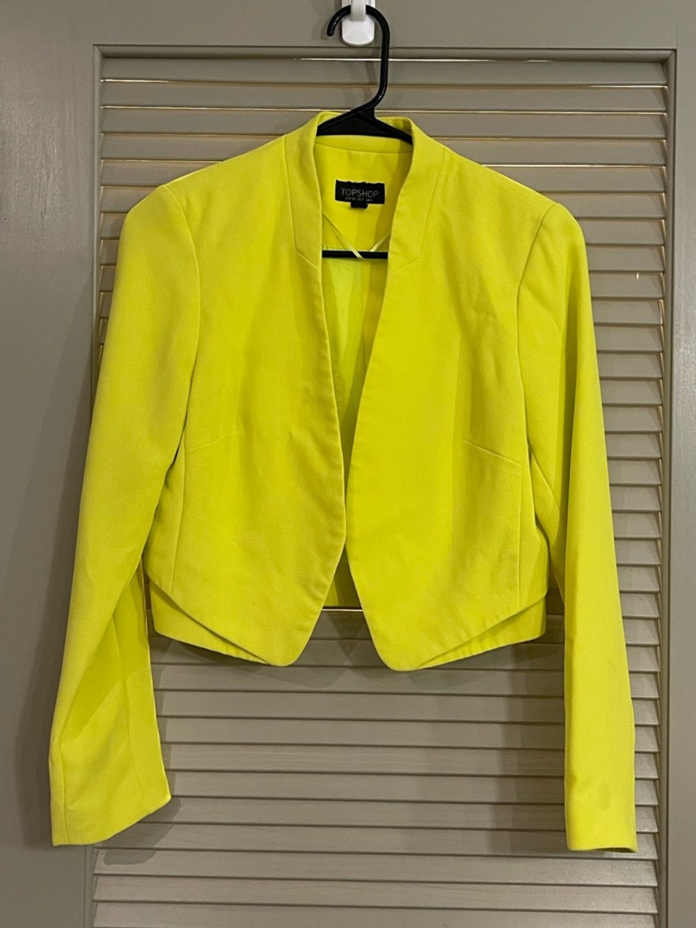 Topshop Neon Yellow Cropped Open-Front Blazer - Picture 2 of 3